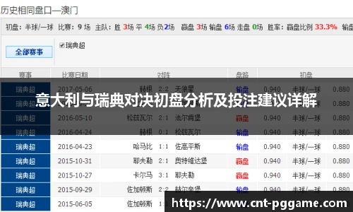 意大利与瑞典对决初盘分析及投注建议详解